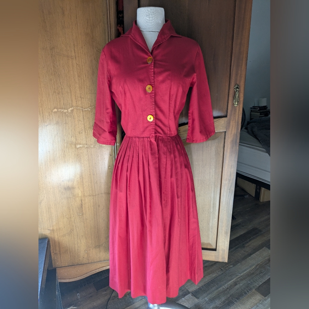 True Vintage Red Shirtwaist Dress